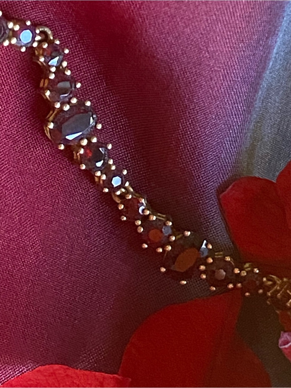 Garnet tennis necklace